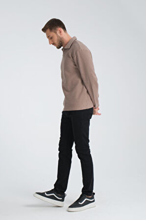 %100 Pamuklu Erkek Gömlek Yaka Sweatshirt