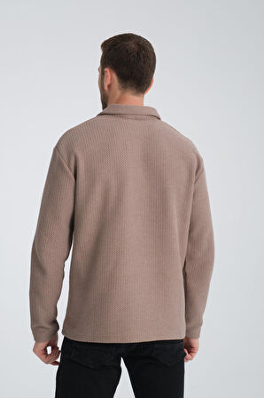 %100 Pamuklu Erkek Gömlek Yaka Sweatshirt