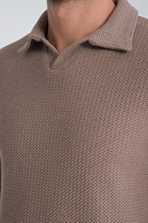 %100 Pamuklu Erkek Gömlek Yaka Sweatshirt