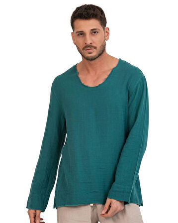 Erkek %100 Pamuk Rahat Kesim Uzun Kollu T-Shirt - Şık Ve Modern Tasarım