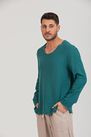 Erkek %100 Pamuk Rahat Kesim Uzun Kollu T-Shirt - Şık Ve Modern Tasarım