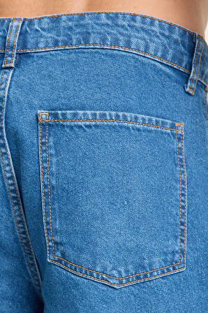 %100 Pamuk Yüksek Bel, Geniş Paça, Taşlamalı Erkek Kot Pantolon