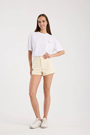 %100 Pamuk Şort - Yüksek Bel, Trendy Ve Konforlu Günlük Giyim