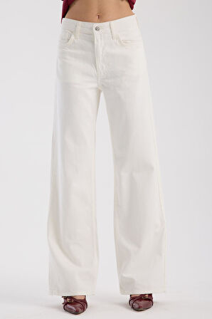 %100 Pamuk Geniş Paça Yazlık Rahat Ve Şık Spor Kot Pantolon