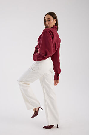 %100 Pamuk Geniş Paça Yazlık Rahat Ve Şık Spor Kot Pantolon