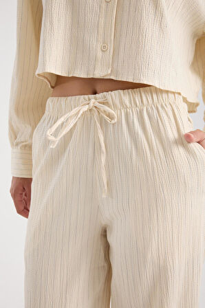 %100 Pamuk Kadın Gömlek Ve Pantolon Takımı - Rahat Kesim Yazlık Kombin