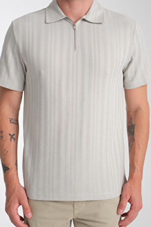 %100 Pamuk Erkek  Fermuar Detaylı T-Shirt - Soft Ve Basic Günlük Kullanım