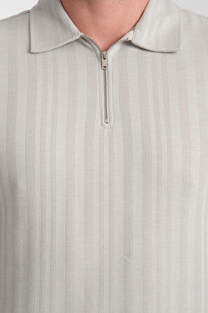 %100 Pamuk Erkek  Fermuar Detaylı T-Shirt - Soft Ve Basic Günlük Kullanım