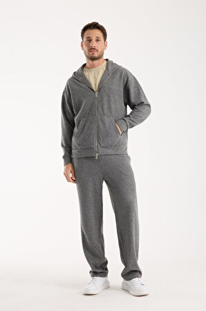 %100 Pamuk Kapüşonlu Fermuarlı Erkek Sweatshirt