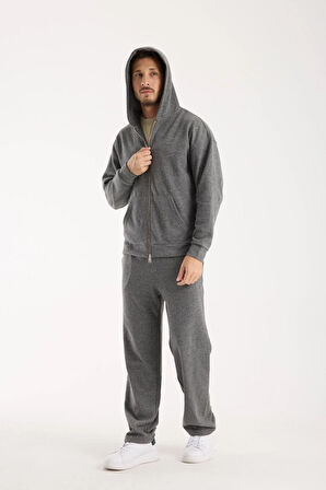 %100 Pamuk Kapüşonlu Fermuarlı Erkek Sweatshirt