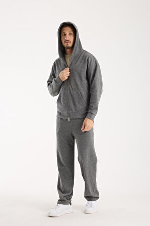 %100 Pamuk Kapüşonlu Fermuarlı Erkek Sweatshirt