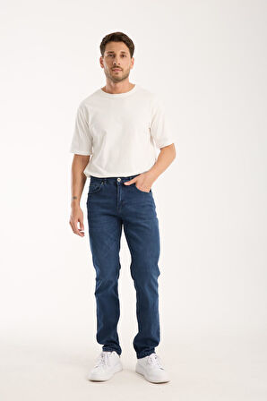 Erkek Kot Pantolon Jean Regular Fit Pamuklu Esnek Straight Leg Denim - %98 Pamuk 52 Lycra