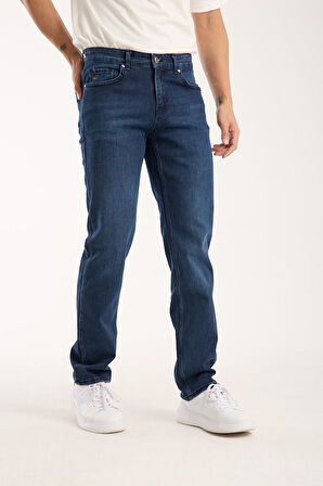 Erkek Regular Fit Likralı Esnek Kot Pantolon - %98 Pamuk %2 Lycra