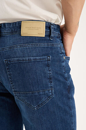 Erkek Regular Likralı Esnek Kot Pantolon Jean - %98 Pamuk %2 Lycra