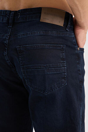 Erkek Regular Kesim Jean Pantolon %98 Pamuk %2 Elastan Koyu Denim Kot