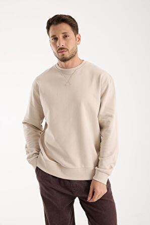 %100 Pamuk Relaxed Fit Bisiklet Yaka Sweatshirt - Günlük Kullanım İçin İdeal