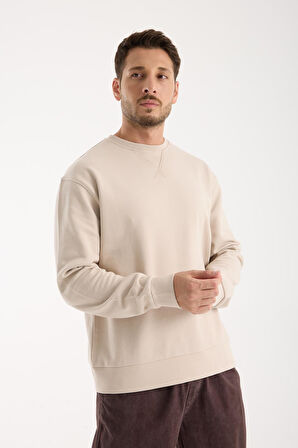 %100 Pamuk Relaxed Fit Bisiklet Yaka Sweatshirt - Günlük Kullanım İçin İdeal