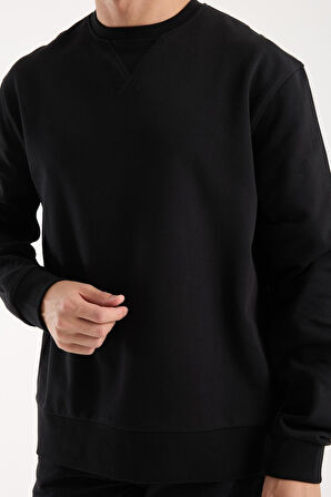 %100 Pamuk Relaxed Fit Bisiklet Yaka Sweatshirt - Günlük Kullanım İçin İdeal