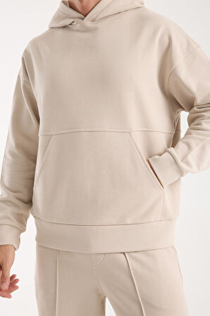 %100 Pamuk Premium Kalite Oversize Kapüşonlu Sweatshirt - Kanguru Cepli Hoodie