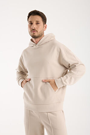 %100 Pamuk Premium Kalite Oversize Kapüşonlu Sweatshirt - Kanguru Cepli Hoodie