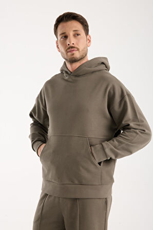 %100 Pamuk Premium Kalite Oversize Kapüşonlu Sweatshirt - Kanguru Cepli Hoodie