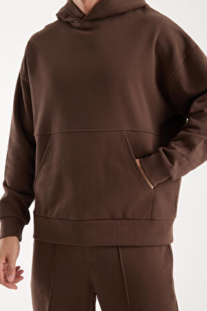 %100 Pamuk Premium Kalite Oversize Kapüşonlu Sweatshirt - Kanguru Cepli Hoodie