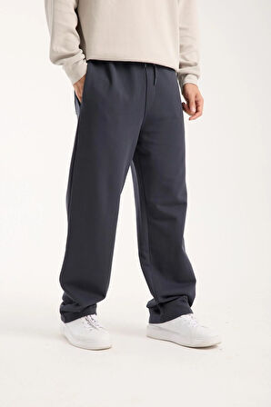 %100 Pamuk Rahat Kesim Bağcıklı Bel Baggy Pantolon