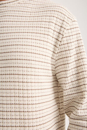 Pamuklu Erkek Oversize Triko Sweatshirt | Uzun Kollu, Bisiklet Yaka, Günlük Rahat Model