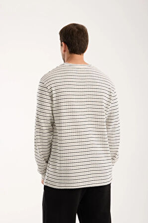 Pamuklu Erkek Oversize Triko Sweatshirt | Uzun Kollu, Bisiklet Yaka, Günlük Rahat Model