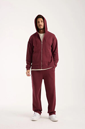 %100 Pamuk Erkek Oversize Kapüşonlu Sweatshirt ve Eşofman Altı (Takım)