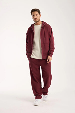 %100 Pamuk Erkek Oversize Kapüşonlu Sweatshirt ve Eşofman Altı (Takım)