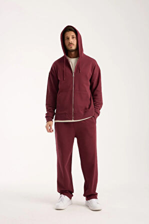 %100 Pamuk Erkek Oversize Kapüşonlu Sweatshirt ve Eşofman Altı (Takım)
