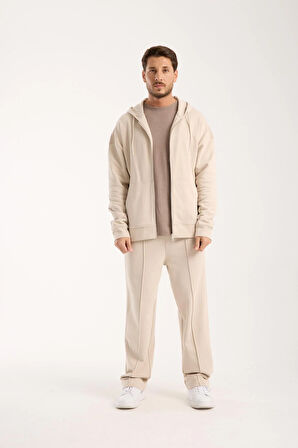 %100 Pamuk Erkek Oversize Kapüşonlu Sweatshirt ve Eşofman Altı (Takım)