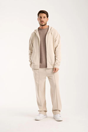 %100 Pamuk Erkek Oversize Kapüşonlu Sweatshirt ve Eşofman Altı (Takım)