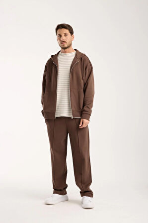 %100 Pamuk Erkek Oversize Kapüşonlu Sweatshirt ve Eşofman Altı (Takım)