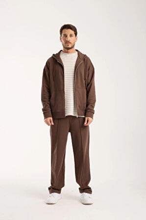 %100 Pamuk Erkek Oversize Kapüşonlu Sweatshirt ve Eşofman Altı (Takım)