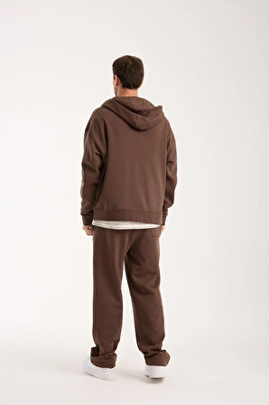 %100 Pamuk Erkek Oversize Kapüşonlu Sweatshirt ve Eşofman Altı (Takım)