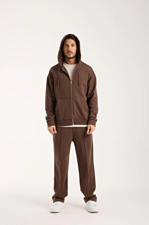 %100 Pamuk Erkek Oversize Kapüşonlu Sweatshirt ve Eşofman Altı (Takım)