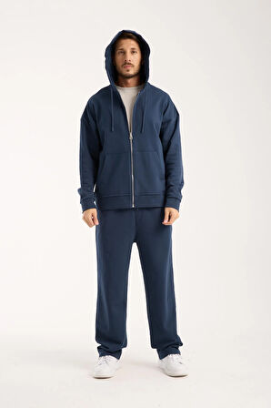 %100 Pamuk Erkek Oversize Kapüşonlu Sweatshirt ve Eşofman Altı (Takım)
