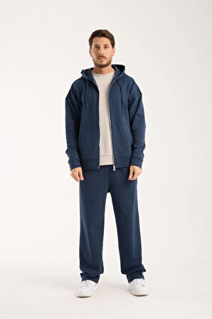 %100 Pamuk Erkek Oversize Kapüşonlu Sweatshirt ve Eşofman Altı (Takım)