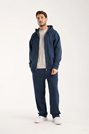 %100 Pamuk Erkek Oversize Kapüşonlu Sweatshirt ve Eşofman Altı (Takım)