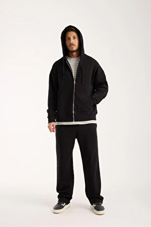 %100 Pamuk Erkek Oversize Kapüşonlu Sweatshirt ve Eşofman Altı (Takım)