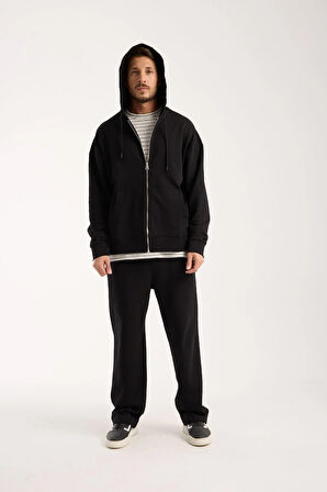 %100 Pamuk Erkek Oversize Kapüşonlu Sweatshirt ve Eşofman Altı (Takım)
