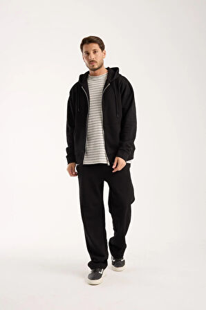 %100 Pamuk Erkek Oversize Kapüşonlu Sweatshirt ve Eşofman Altı (Takım)