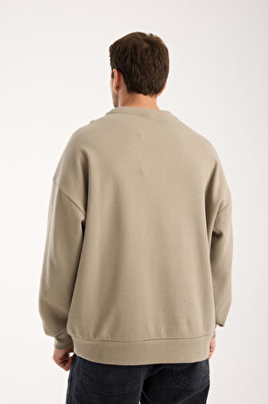 %100 Pamuk Erkek Oversize Sweatshirt  | Bisiklet Yaka, Günlük Basic