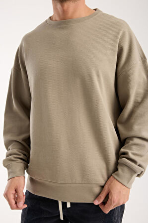 %100 Pamuk Erkek Oversize Sweatshirt  | Bisiklet Yaka, Günlük Basic