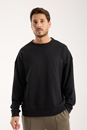 %100 Pamuk Erkek Oversize Sweatshirt  | Bisiklet Yaka, Günlük Basic