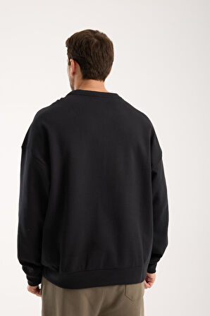 %100 Pamuk Erkek Oversize Sweatshirt  | Bisiklet Yaka, Günlük Basic