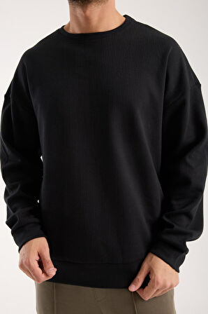 %100 Pamuk Erkek Oversize Sweatshirt  | Bisiklet Yaka, Günlük Basic