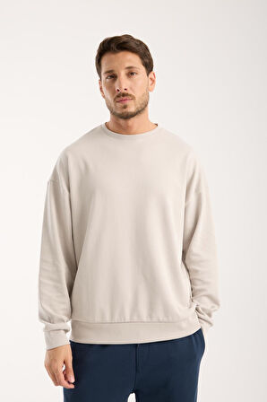 %100 Pamuk Erkek Oversize Sweatshirt  | Bisiklet Yaka, Günlük Basic